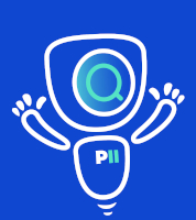 A picture of a robot cheering with both arms up as a part of the branding of PII Tools