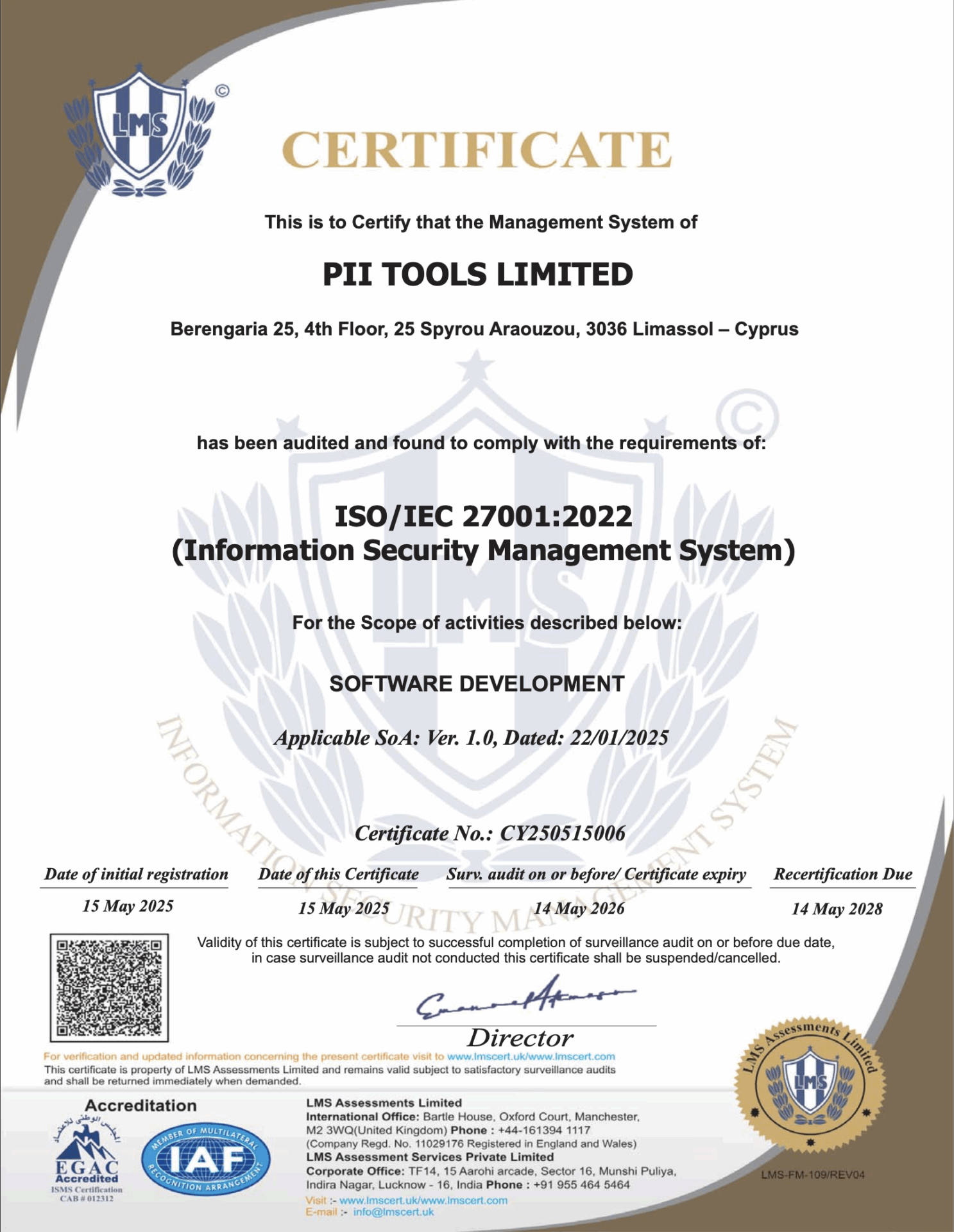 PII Tools is ISO 27001 Certified