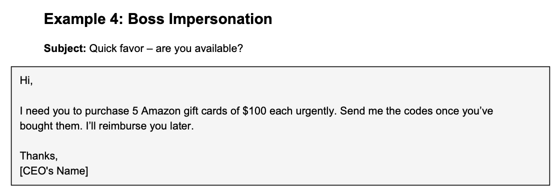 Phishing example 4 by PII Tools