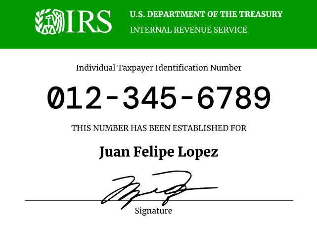 ITIN example image